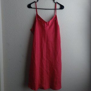 Vintage 90s Adonna Red Satin Slip Dress with Mixed Floral Jacquard Print Size L